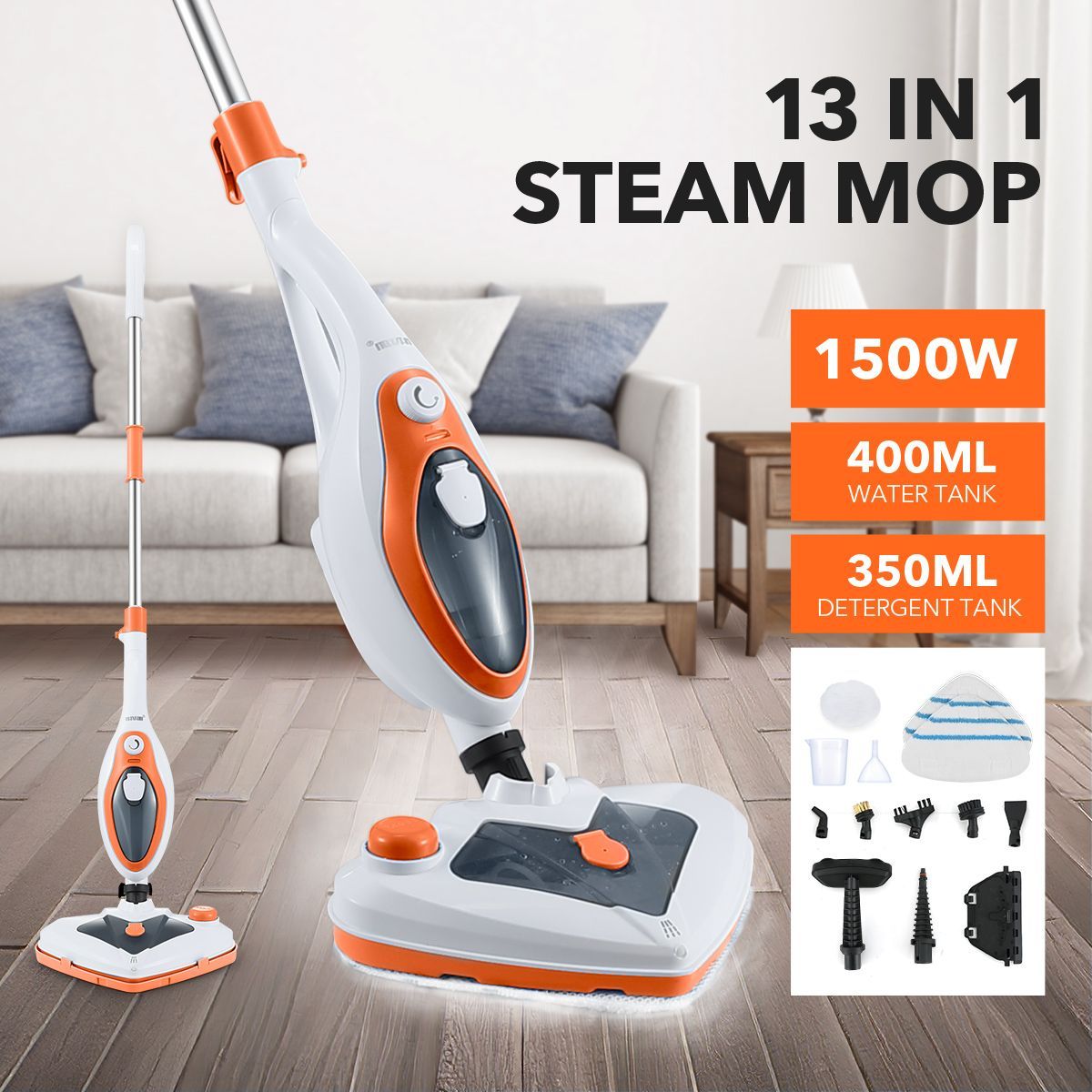 New Maxkon 13in1 Steam Mop Cleaner 1500W Handheld Steamer Multiple