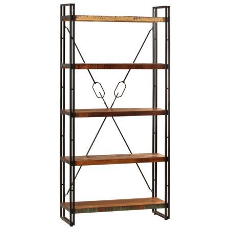 5-Tier Bookcase 90x30x180 cm Solid Reclaimed Wood