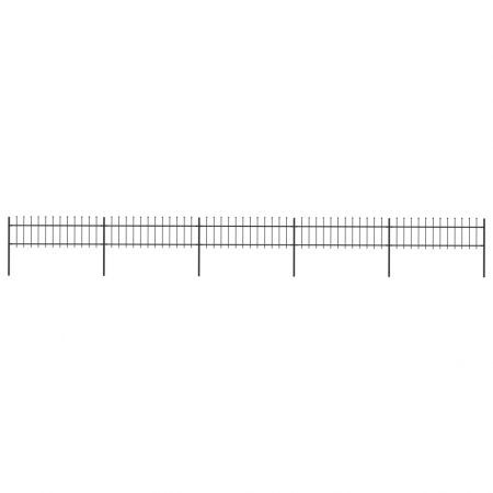 Garden Fence with Spear Top Steel 8.5x0.6 m Black