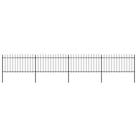 Garden Fence with Spear Top Steel 6.8x1 m Black