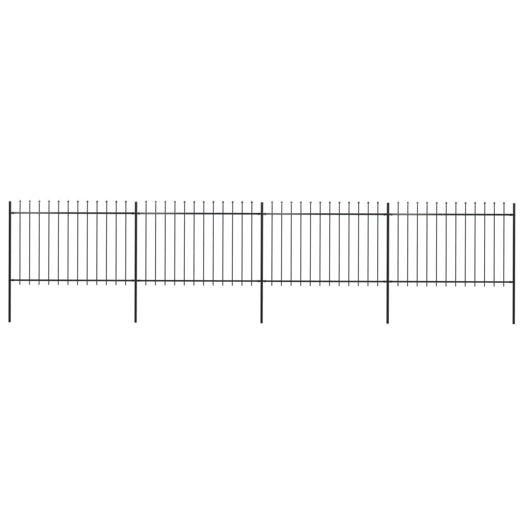 Garden Fence with Spear Top Steel 6.8x1.2 m Black