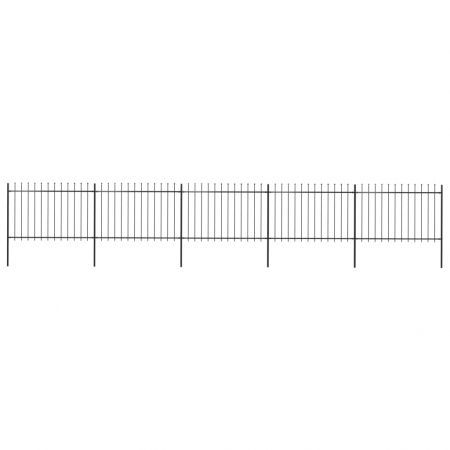 Garden Fence with Spear Top Steel 8.5x1.2 m Black