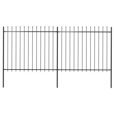 Garden Fence with Spear Top Steel 3.4x1.5 m Black