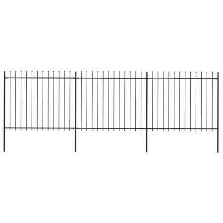 Garden Fence with Spear Top Steel 5.1x1.5 m Black