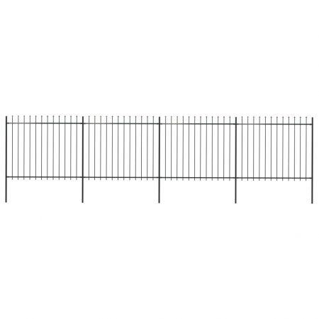 Garden Fence with Spear Top Steel 6.8x1.5 m Black