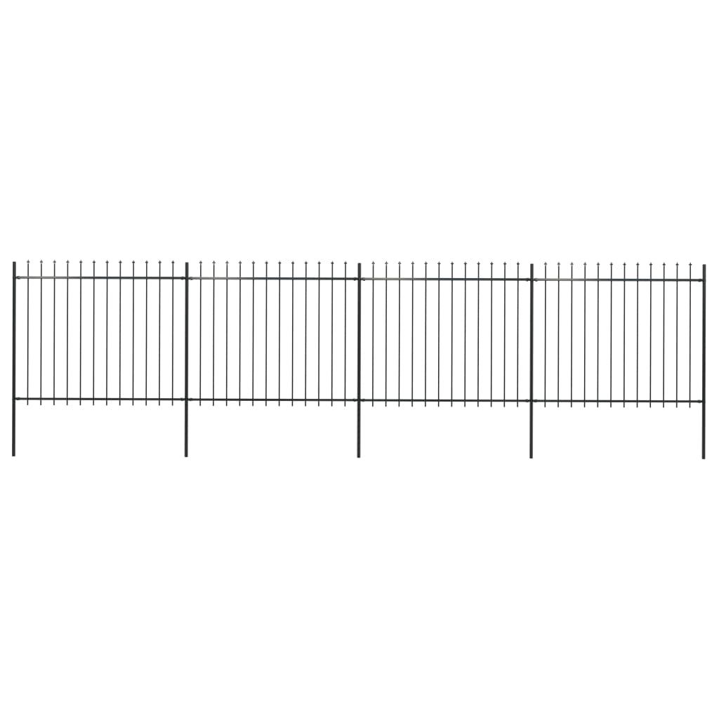 Garden Fence with Spear Top Steel 6.8x1.5 m Black