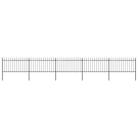 Garden Fence with Spear Top Steel 8.5x1 m Black