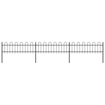 Garden Fence with Hoop Top Steel 5.1x0.6 m Black