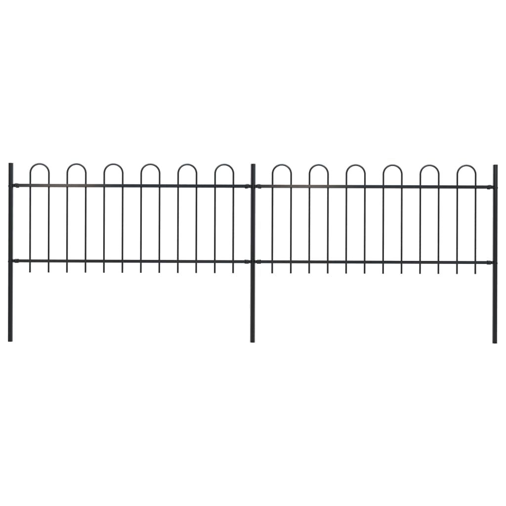 Garden Fence with Hoop Top Steel 3.4x0.8 m Black