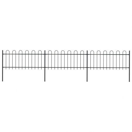 Garden Fence with Hoop Top Steel 5.1x0.8 m Black