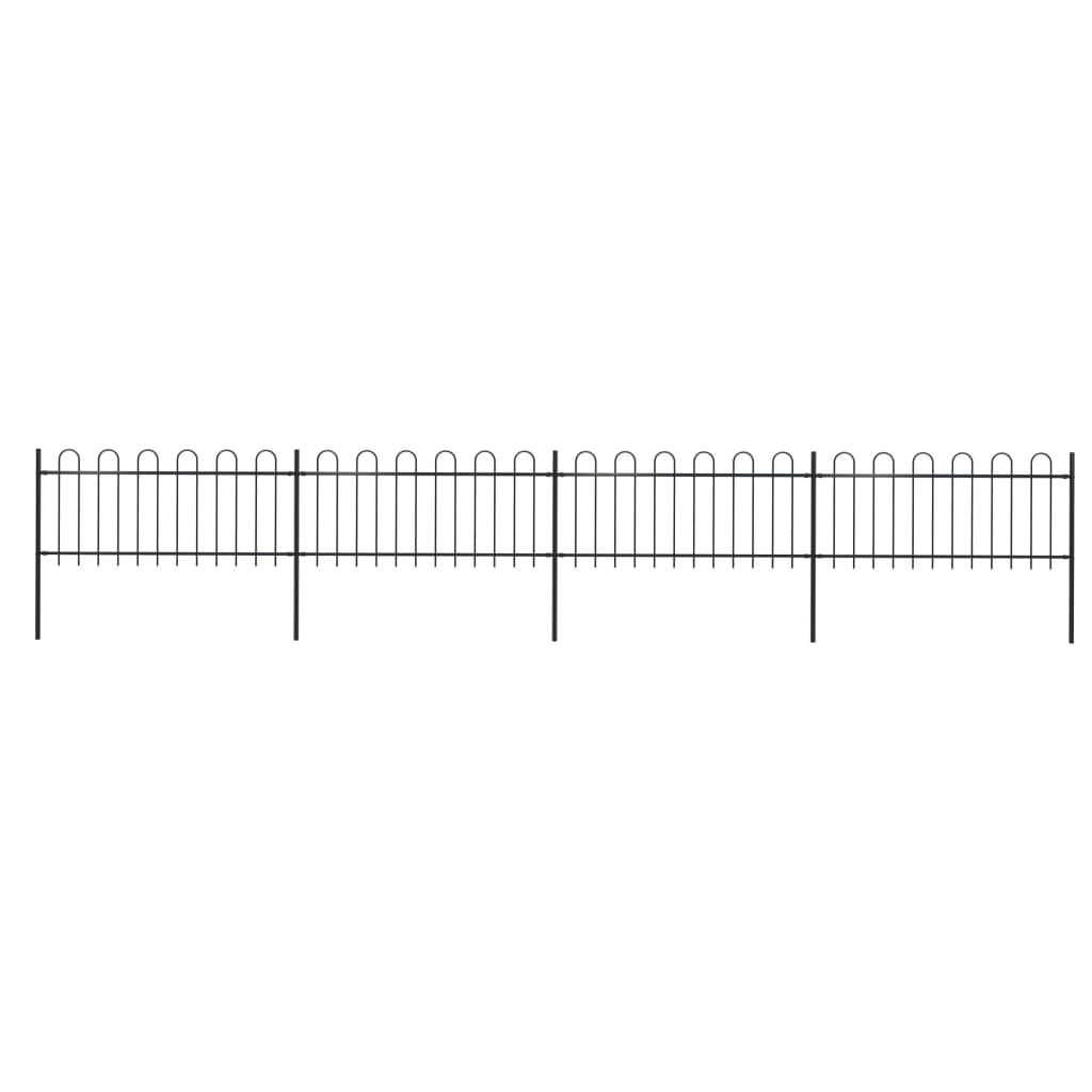 Garden Fence with Hoop Top Steel 6.8x0.8 m Black