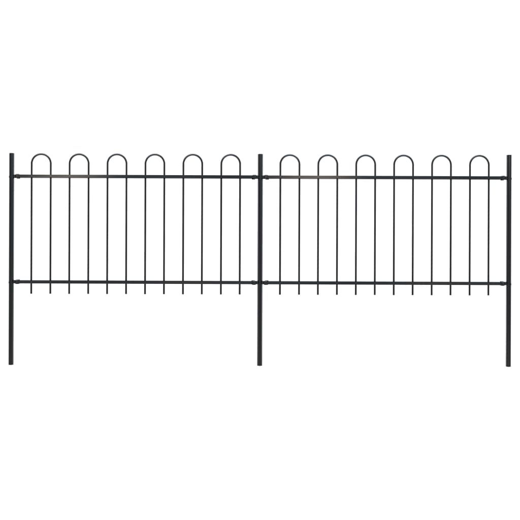 Garden Fence with Hoop Top Steel 3.4x1 m Black