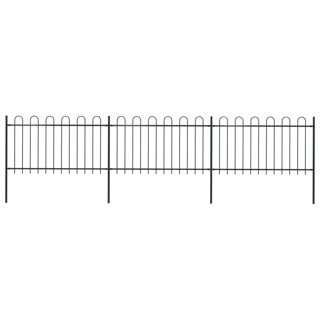 Garden Fence with Hoop Top Steel 5.1x1 m Black