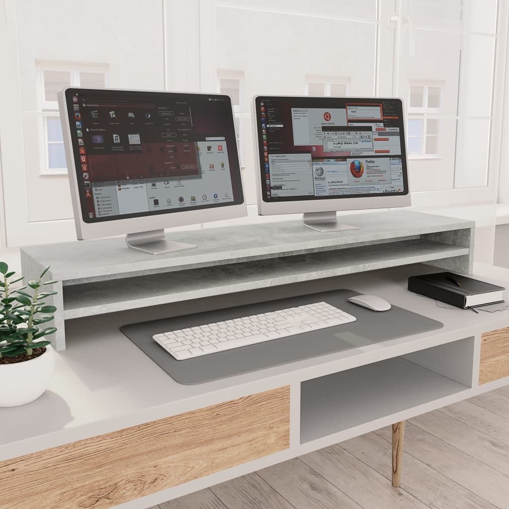 Monitor Stand Concrete Grey 100x24x13 cm Chipboard