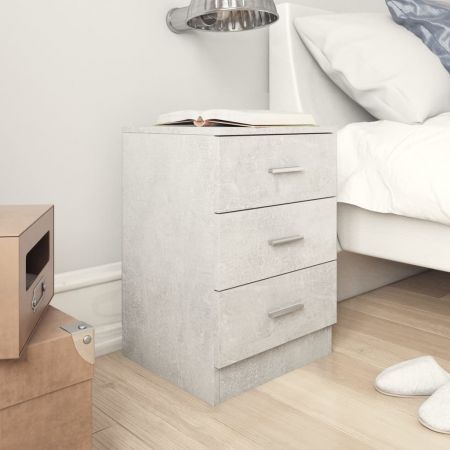 Bedside Cabinets 2 pcs Concrete Grey 38x35x65 cm Chipboard