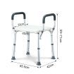 Adjustable Shower Chair Seat Bath Stool with Padded Armrests