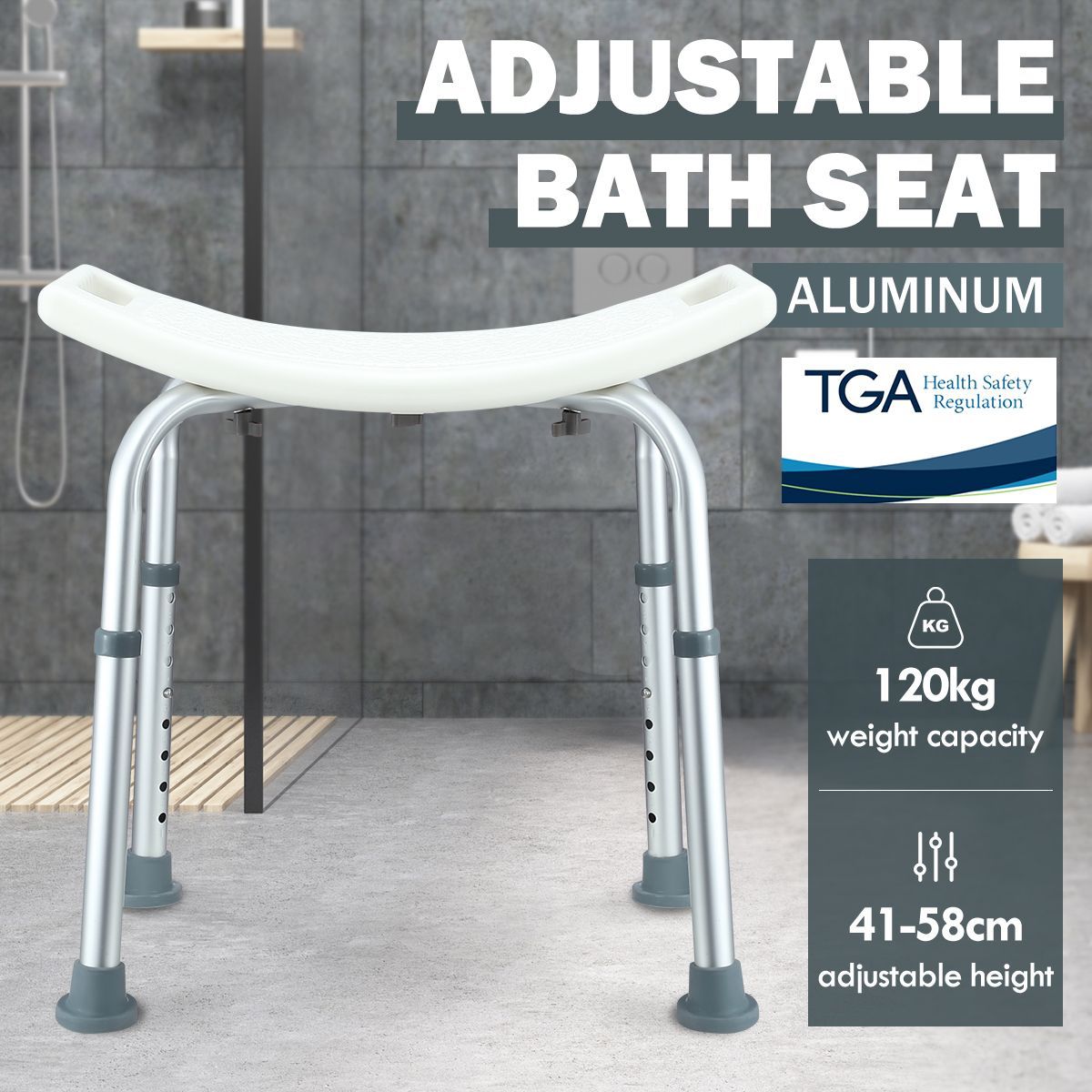 New Adjustable Shower Chair Bath Tub Seat Bench for Elderly Disabled