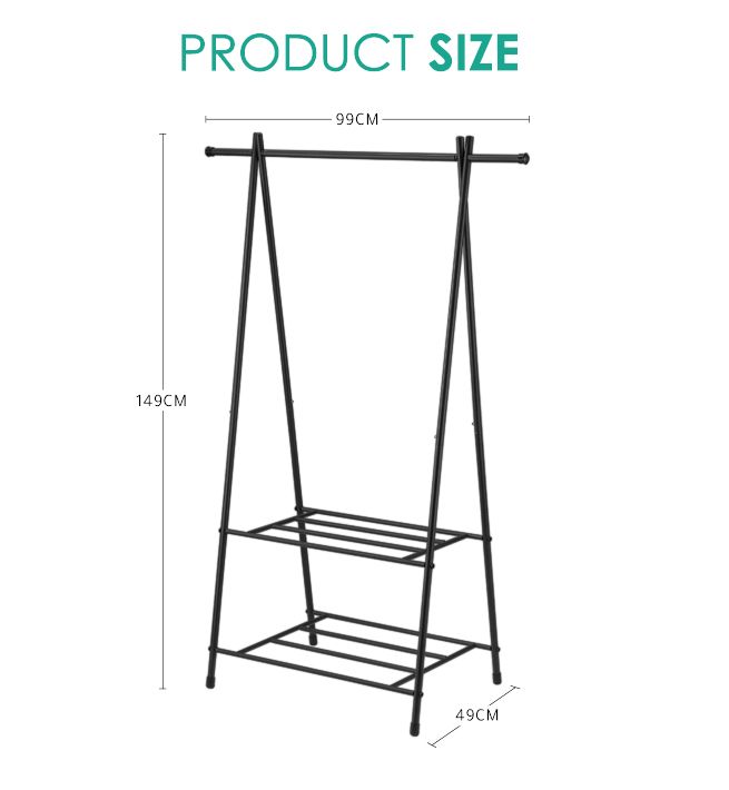 New Clothes Rack Garment Display Clothing Hanger Stand with Two Shelves ...