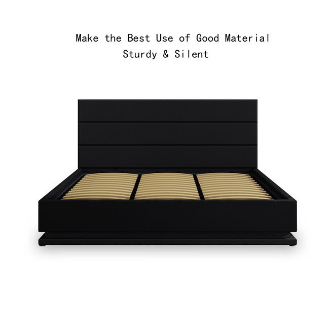 Modern Black Leather Storage Bed Frame with LED Queen Crazy Sales