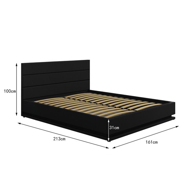 Modern Black Leather Storage Bed Frame with LED Queen Crazy Sales