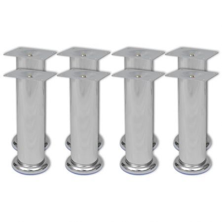 Round Sofa Legs 8 pcs Chrome 180 mm