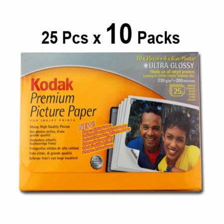 KODAK Premium Ultra Glossy 4 x 6 Inches Photo Picture Paper 230gsm - 25 ...