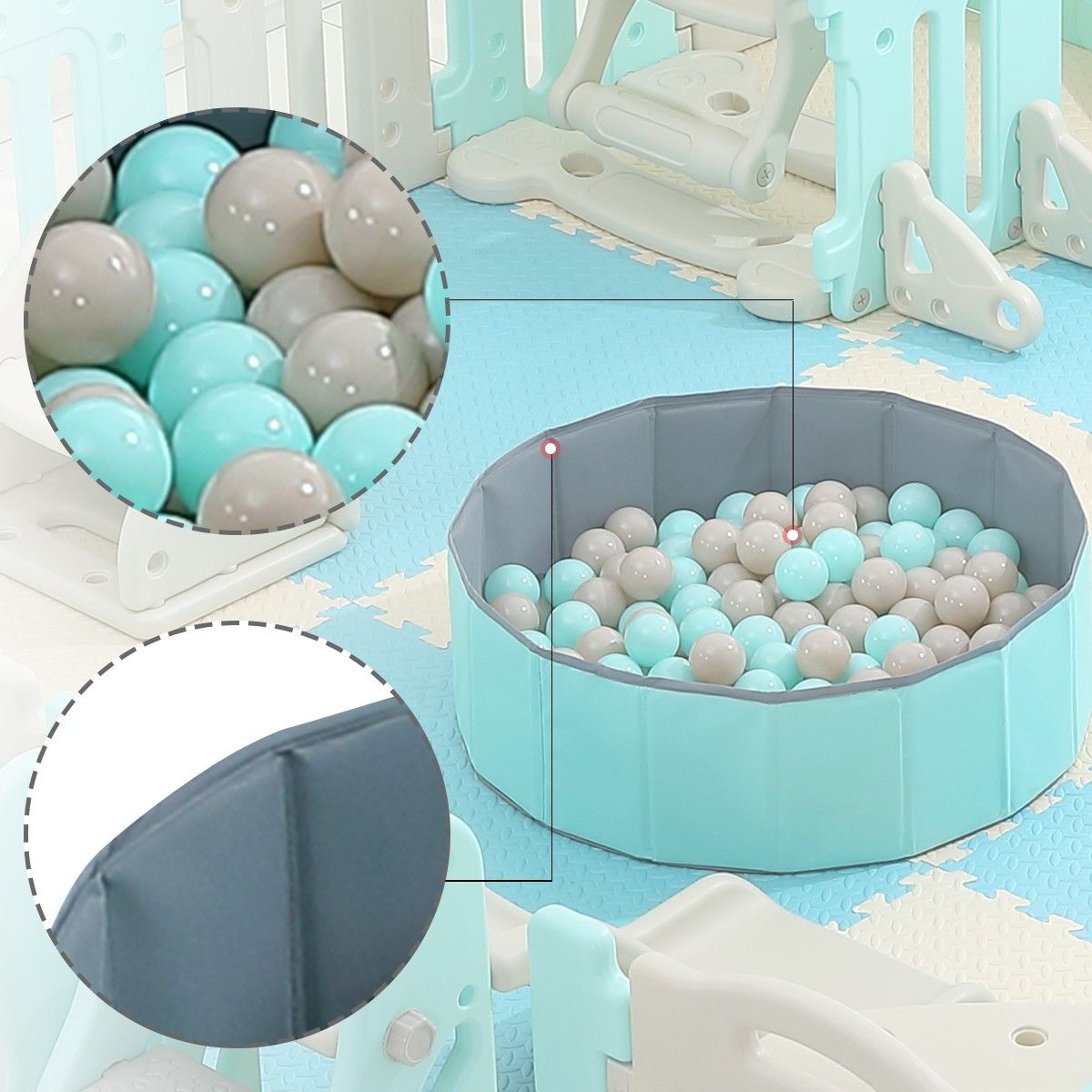 Toddler Childs Slide Ball Pit 200 Balls indoor Activity Centre Green