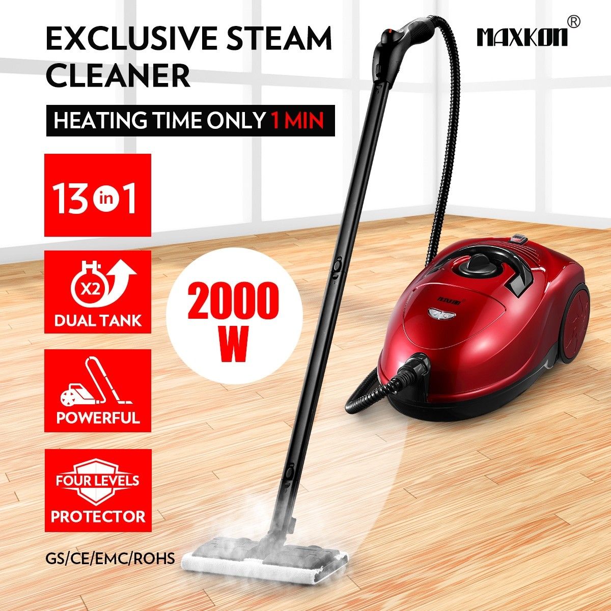 Maxkon 3.4L High Pressure Steam Cleaner Steam Mop Machine 