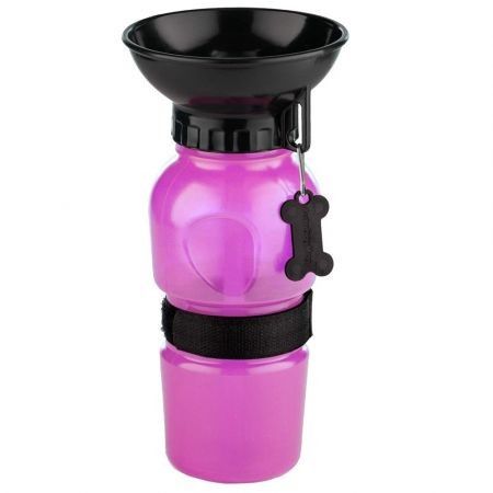 AutoDogMug Pet Water Bottle for Dogs, Dog Water Bottle Foldable, Dog Travel Water Bottle, Dog Water Dispenser, Lightweight & Convenient for Travel 500ml(Pink)