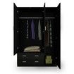 Wardrobe Cabinet Wood Bedroom Clothes Storage Organiser Cupboard 3 Doors 2 Drawers Black