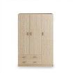 Oak Wardrobe Cabinet Wood Bedroom Clothes Storage Organiser Cupboard 3 Doors 2 Drawers