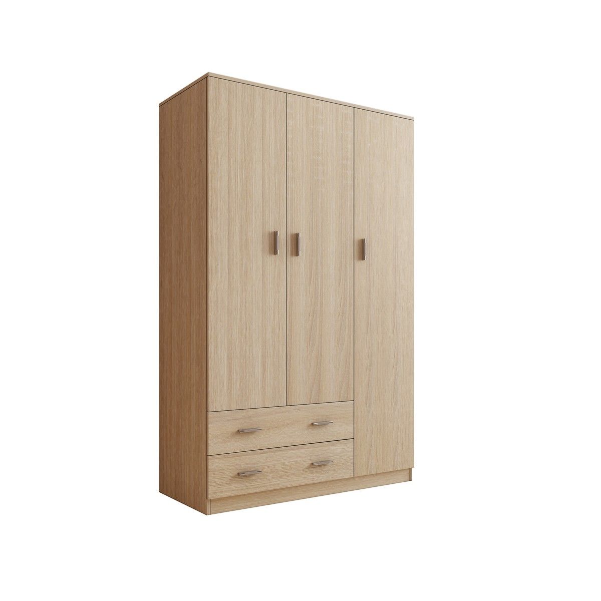 Oak Wardrobe Cabinet Wood Bedroom Clothes Storage Organiser Cupboard 3 ...