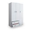 White Wardrobe Cabinet Wood Bedroom Clothes Storage Organiser Cupboard 3 Doors 2 Drawers