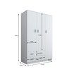 White Wardrobe Cabinet Wood Bedroom Clothes Storage Organiser Cupboard 3 Doors 2 Drawers