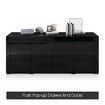 Sideboard Buffet Cabinet Table 4 Doors 1 Drawer High Gloss Front Storage Cupboard Black