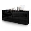 Sideboard Buffet Cabinet Table 4 Doors 1 Drawer High Gloss Front Storage Cupboard Black