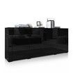 Sideboard Buffet Cabinet Table 4 Doors 1 Drawer High Gloss Front Storage Cupboard Black