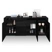 Sideboard Buffet Cabinet Table 4 Doors 1 Drawer High Gloss Front Storage Cupboard Black