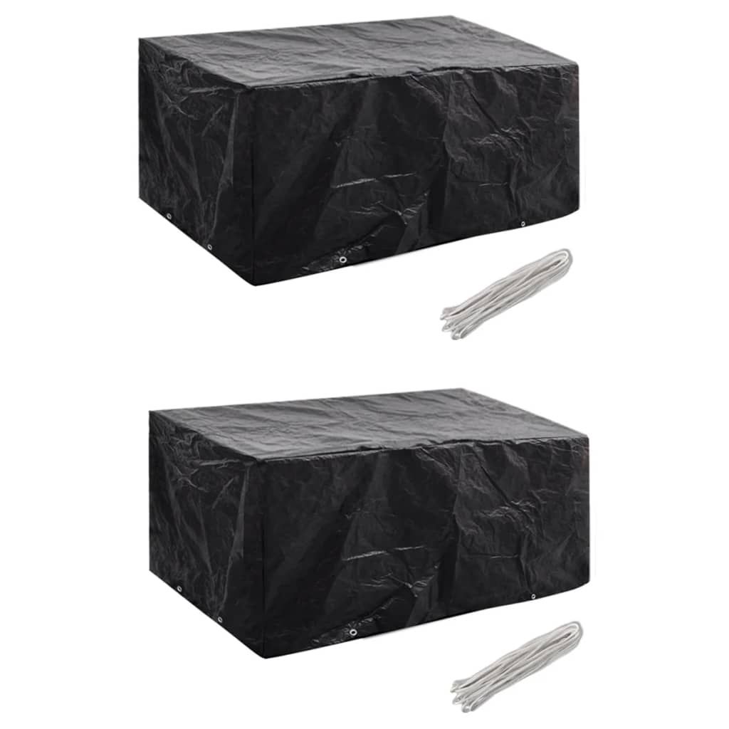 Garden Furniture Covers 2 pcs 4 Person Poly Rattan Set 8 Eyelets 180x140cm