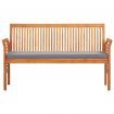 3-Seater Garden Bench with Cushion 150 cm Solid Acacia Wood