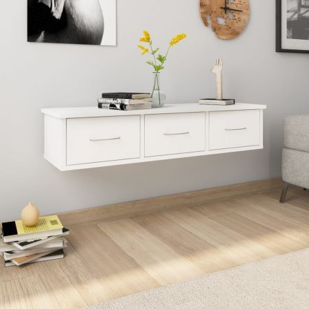Wall-mounted Drawer Shelf White 90x26x18.5 cm Chipboard