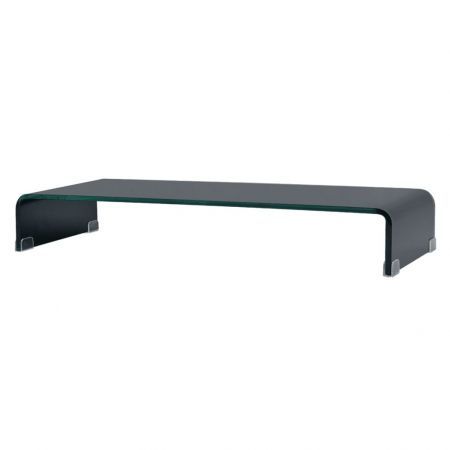 TV Stand/Monitor Riser Glass Black 90x30x13 cm