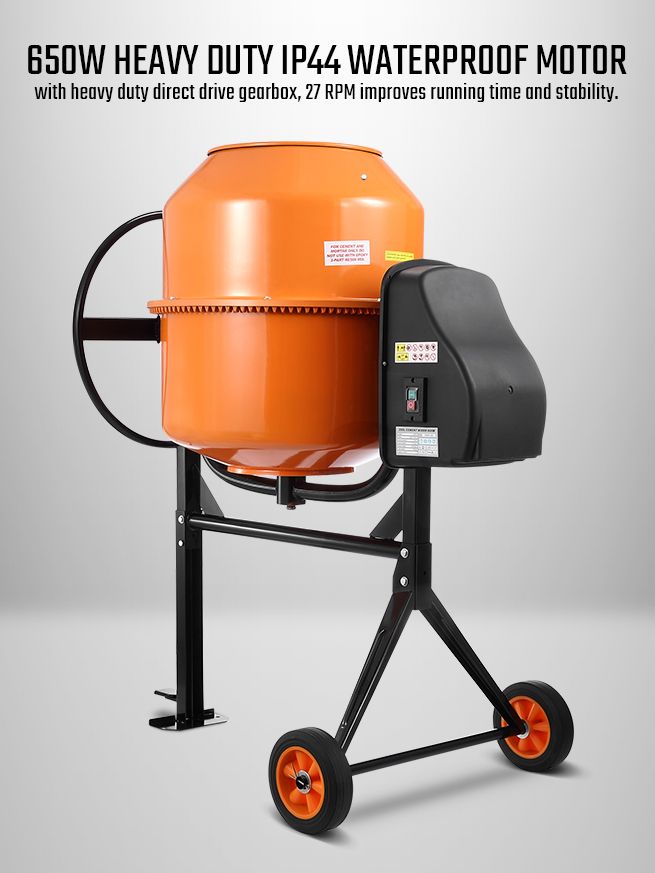 160L Portable Cement Mixer w/ Waterproof Power Motor for Concrete Stucco Mortar Crazy Sales