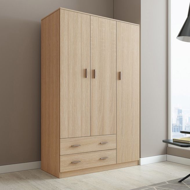 Oak Wardrobe Cabinet Wood Bedroom Clothes Storage Organiser
