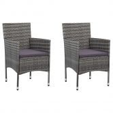 idaXL Garden Dining Chairs 2 pcs Poly Rattan Grey