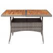 Outdoor Dining Table Grey Poly Rattan and Solid Acacia Wood