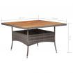 Outdoor Dining Table Grey Poly Rattan and Solid Acacia Wood