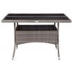 Outdoor Dining Table Grey Poly Rattan and Glass