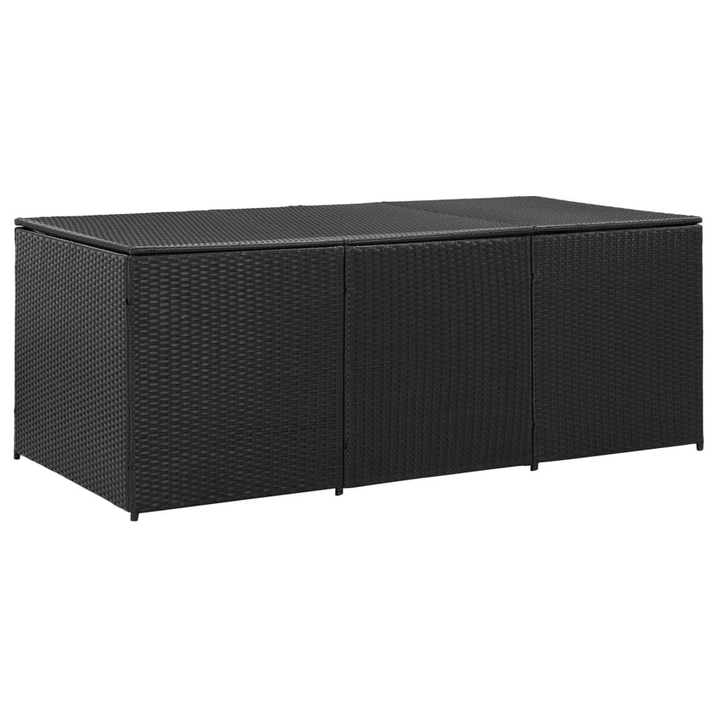 Garden Storage Box Poly Rattan 180x90x75 cm Black