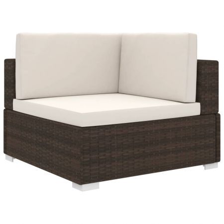 Sectional Corner Chair with Cushions Poly Rattan Brown